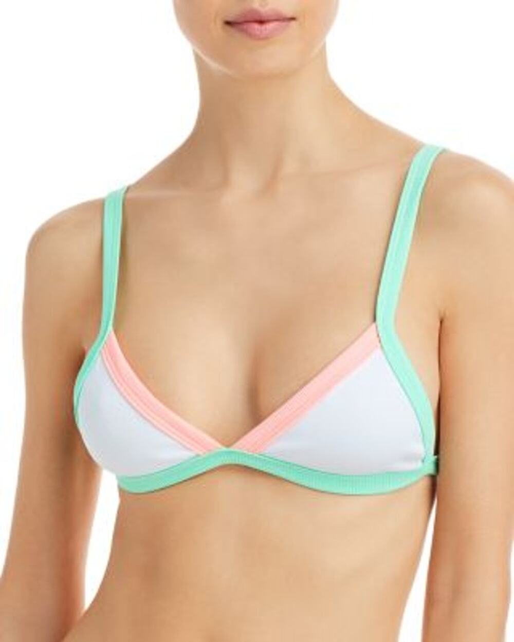 Peixoto Ladies White & Neon "Tina" Triangle Bikini Top, Size Medium, NWT!